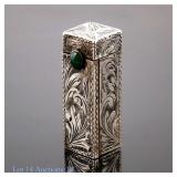 800 Silver Etched Lipstick Case, Antique
