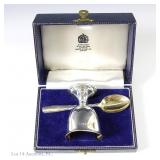 Mappin & Webb 900 Silver Egg Cup & Spoon Set
