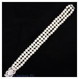 Jared Sterling Cultured Pearl & Diamond Bracelet