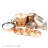 Copper Cookware With Brass Handles And Lids