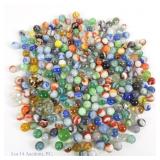 Tin Confectionary Box of Vintage Marbles