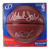 K A Jabbar & M Johnson Signed Basketball, Schwartz