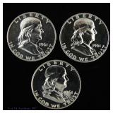 1961 (P) US Silver Proof Franklin 50c (3)