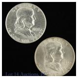 1948d & 1958p US 90%-Silver Franklin 50c (2)