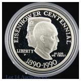 1990-P US Silver Proof IKE Comm. $1 in OGP w/ COA