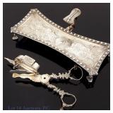 Sterling Silver Georgian Wick Scissors & Tray