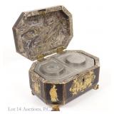 Tea Caddy - 19th C. Chinese Export Gilt Decorated