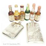Whiskey Minis (6) And Flasks (2)