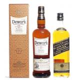 Johnnie Walker Black Label & Dewar's 12 Yr Scotch