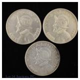 1931, 1934 & 1947 Panama 90%-Silver 1 Balboa (3)