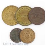 Various US Civil War Era Merchant Tokens (5)
