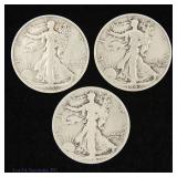 1941s, '42s & '45s Silver W/L 50c (ASW 1.0 Ozt), 3