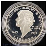 1993-S US Silver Proof Thomas Jefferson $1 in OGP
