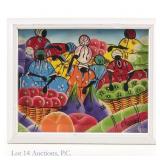 Haitian Folk Art Framed Painting By Eliones