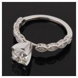 14k White Gold Diamond Engagement Ring w/ ID