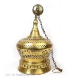 Moroccan Style Hanging Brass Lamp, Swan Figure