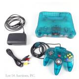 Nintendo 64 N64 Funtastic Ice Blue Console T+W *