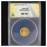 1999 (P) US $5 Gold Eagle Bullion (ANACS MS68)