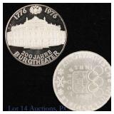 1974 &1976 Austria Silver 100 Schilling, 2
