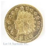 1853 US Rnd Calif. Indian Head 50c Gold Token