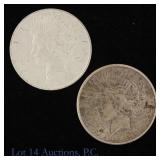 1922 (P) & 1923-S US 90%-Silver Peace $1, 2