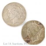 1926-D & 1934-D US Silver Peace $1, 2