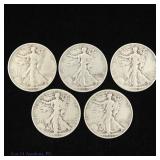 1943-1947 US 90%-Silver W/L 50c (ASW 1.8 Ozt.), 5