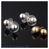 14k W & Y Gold Stud Earrings
