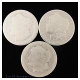 1889o, '90o & '99o Silver Morgan $1 ASW 2.2 Oz, 3