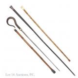 Sword, Sterling Silver and Figural Canes (3)