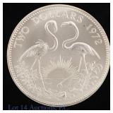 1972-FM Bahamas 92.5%-Silver $2 Coin (GEM BU)