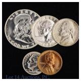 1954 US Silver Proof 5-Coin Set (In Flips)