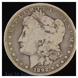 1892-S US Silver Morgan Dollar Semi-Key Date