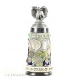 LE German Beer Stein With Silver US Coins