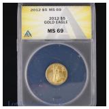 2012 (P) US $5 Gold Eagle Bullion (ANACS MS 69)