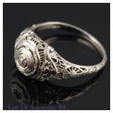 Antique 18k White Gold SMCO Diamond Ring