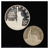 1986-S US Silver Proof Liberty Comm. 2-Coin Set