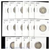 1916 - 1939 US Silver Mercury 10c Better Dates, 15