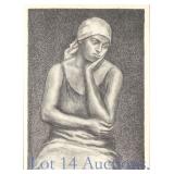 Julius Bloch "Young Widow" Print Signed