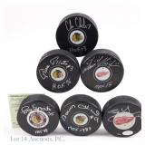 6 Signed Hockey Pucks