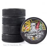 Blackhawks Legends Signed Pucks (5)