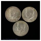 1967 & 1968-D US 40%-Silver Kennedy 50c (3)