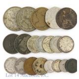 Various Silver, Clad & Copper World Coins (20)