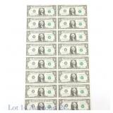 1981-A USA $1 Fed Res Notes Uncut Sheet (CU), 16