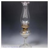 Vintage Flint Glass Kerosene Oil Table Lamp