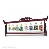 Chinese Cloisonne Bells in Wooden Frame