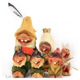 Henning Norwegian Wooden Troll Figurines (6)