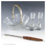 Sterling, Glass, Danish Candlesticks, Cheese Knife
