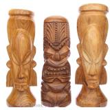 Hand Carved Polynesian Tiki Statues (3)