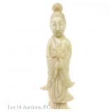 Chinese Goddess Guanyin Celadon Jade Sculpture